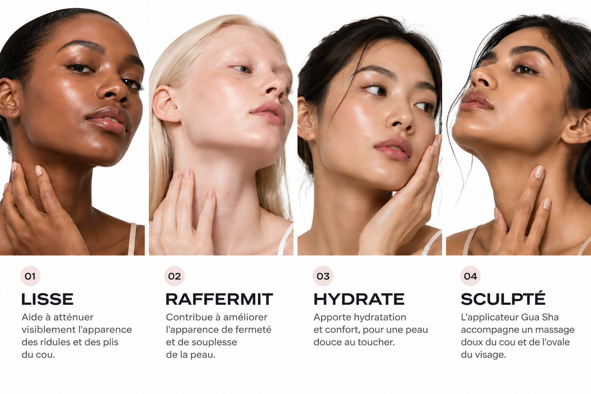 Lisse, raffermit, hydrate, SCULPTÉ : peau du visage et du cou