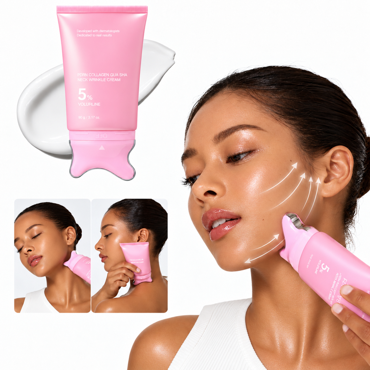 Tube rose SCULPTÉ, crème raffermissante cou et décolleté