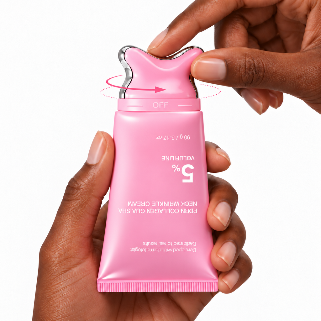 Massage gua sha du cou avec la crème SCULPTÉ, en mouvements ascendants